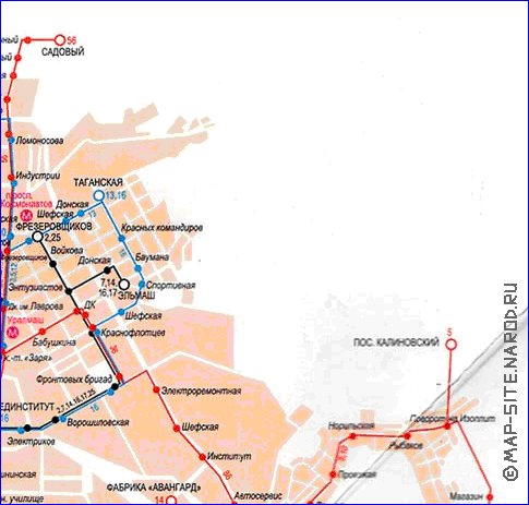 Transporte mapa de Ecaterimburgo