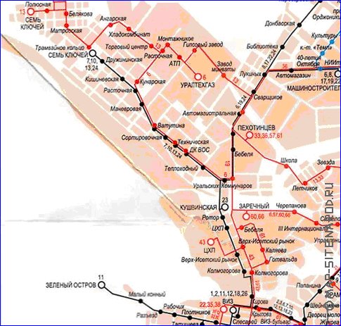 Transport carte de Iekaterinbourg