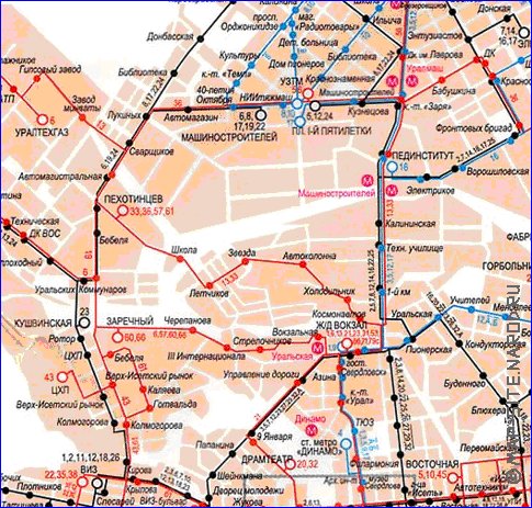 Transport carte de Iekaterinbourg