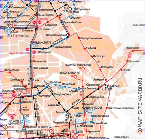 Transport carte de Iekaterinbourg