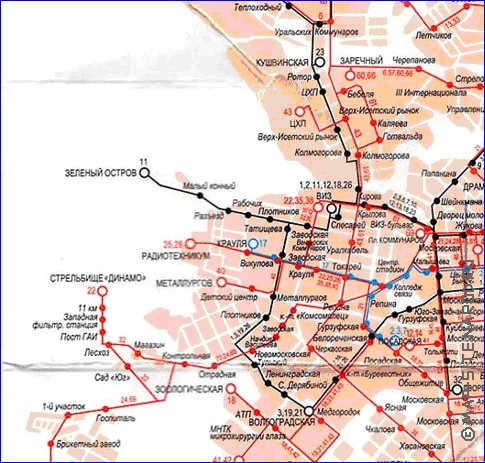 Transporte mapa de Ecaterimburgo