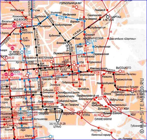 Transport carte de Iekaterinbourg