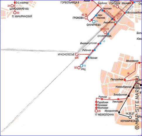 Transporte mapa de Ecaterimburgo