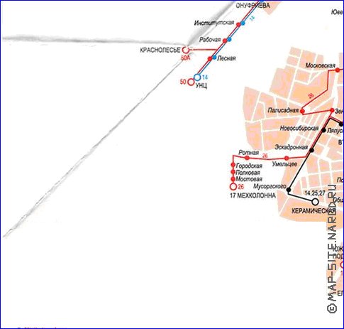 Transporte mapa de Ecaterimburgo