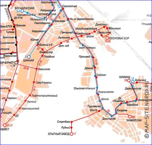 Transport carte de Iekaterinbourg