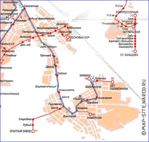 Transport carte de Iekaterinbourg