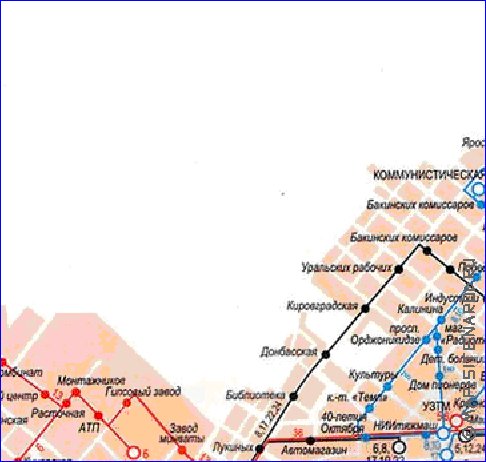 Transporte mapa de Ecaterimburgo