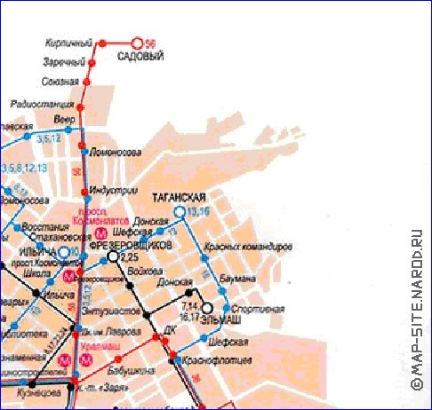 Transporte mapa de Ecaterimburgo