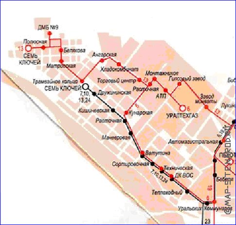 Transport carte de Iekaterinbourg