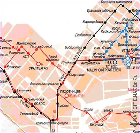 Transport carte de Iekaterinbourg