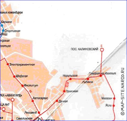 Transporte mapa de Ecaterimburgo