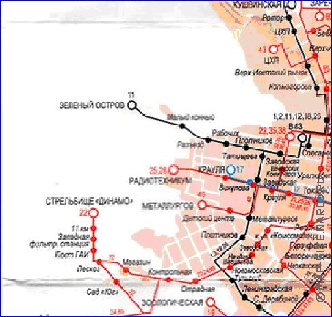 Transport carte de Iekaterinbourg