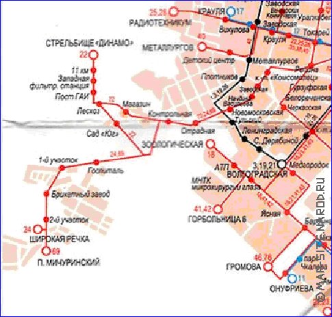 Transport carte de Iekaterinbourg