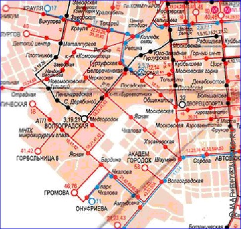 Transporte mapa de Ecaterimburgo