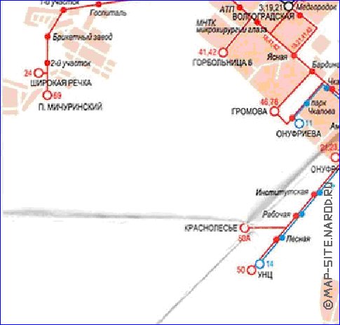 Transporte mapa de Ecaterimburgo