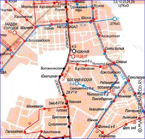 Transporte mapa de Ecaterimburgo