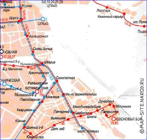 Transporte mapa de Ecaterimburgo