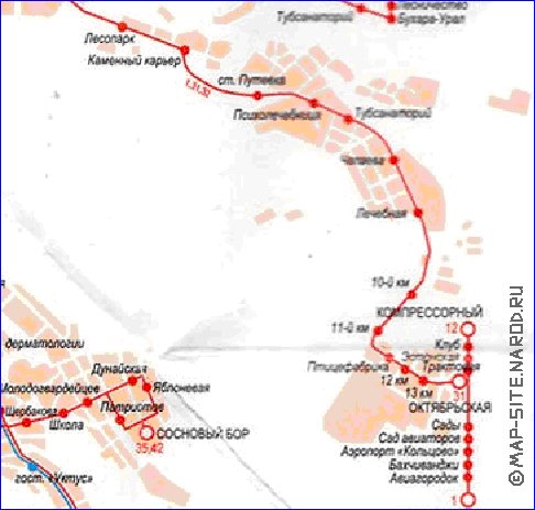 Transporte mapa de Ecaterimburgo