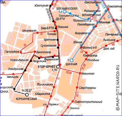 Transporte mapa de Ecaterimburgo