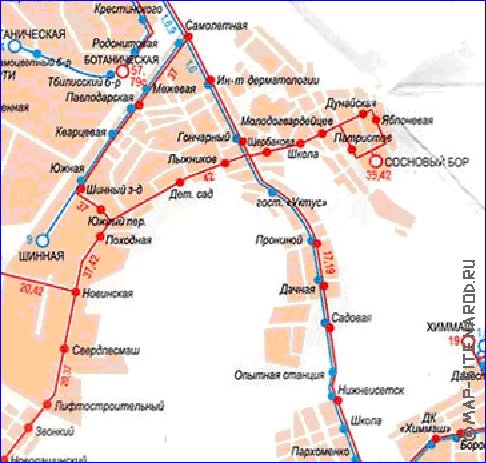 Transporte mapa de Ecaterimburgo