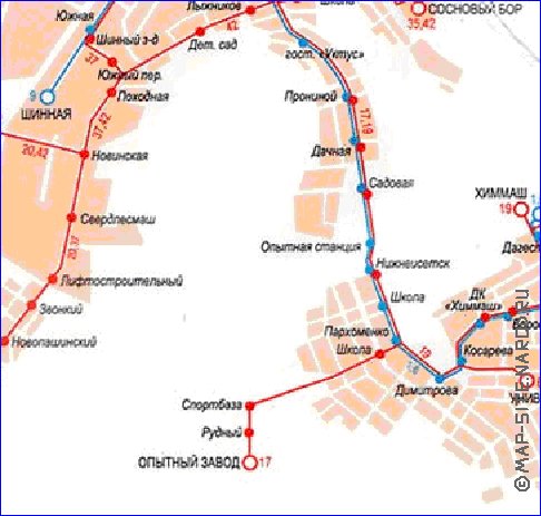 Transporte mapa de Ecaterimburgo