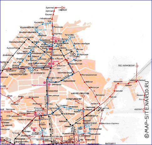 Transporte mapa de Ecaterimburgo