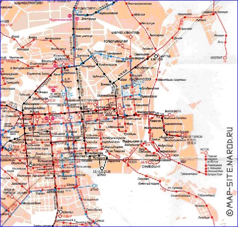 Transporte mapa de Ecaterimburgo