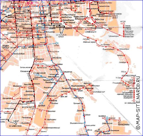 Transporte mapa de Ecaterimburgo