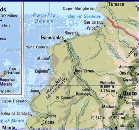 carte de Equateur en anglais