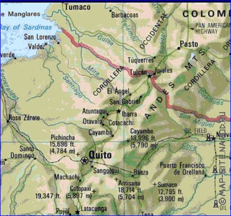 carte de Equateur en anglais