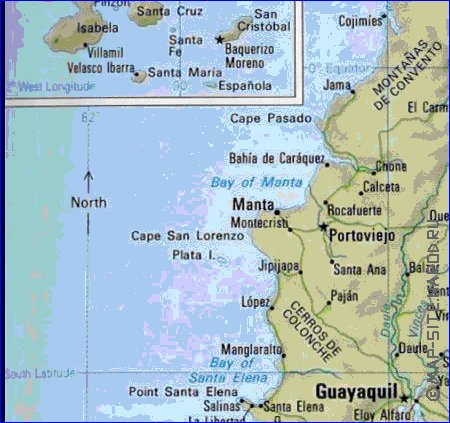 mapa de Equador em ingles