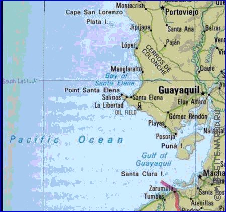 mapa de Equador em ingles