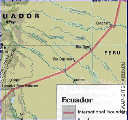 mapa de Equador em ingles