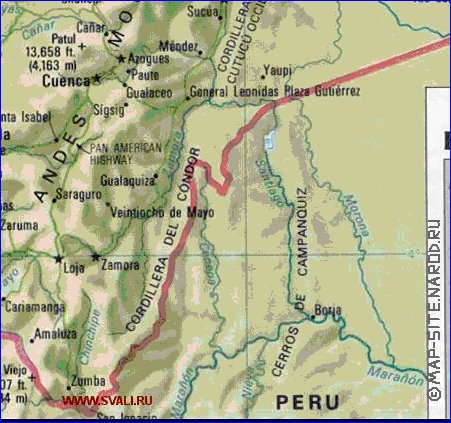 mapa de Equador em ingles