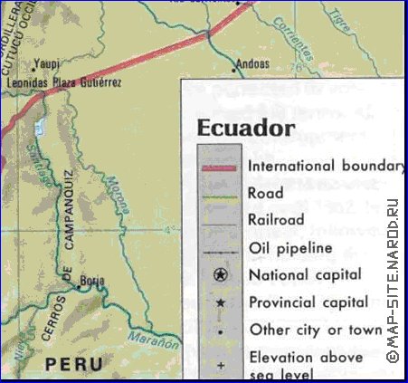 mapa de Equador em ingles