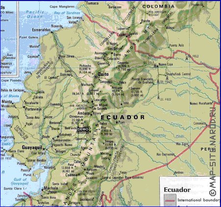 mapa de Equador em ingles