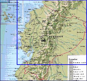 mapa de Equador em ingles