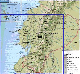 mapa de Equador em ingles