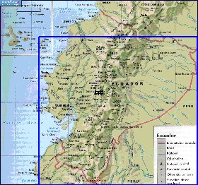 mapa de Equador em ingles