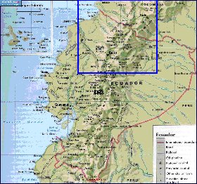 mapa de Equador em ingles