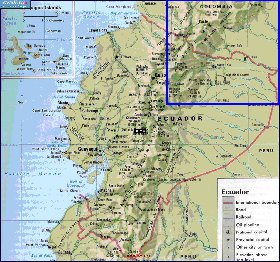 mapa de Equador em ingles