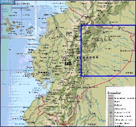 mapa de Equador em ingles