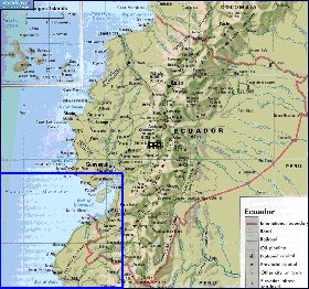 mapa de Equador em ingles