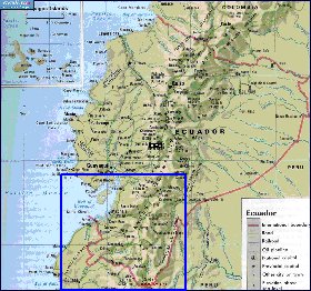 mapa de Equador em ingles