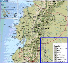 mapa de Equador em ingles