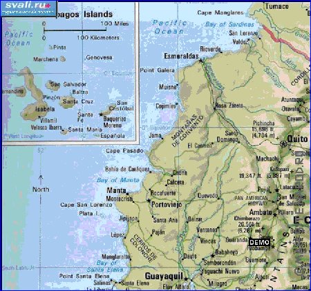 mapa de Equador em ingles