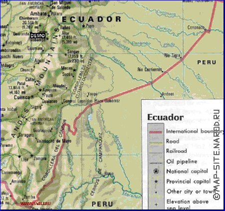 carte de Equateur en anglais