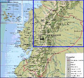 mapa de Equador em ingles