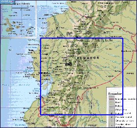 mapa de Equador em ingles