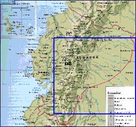 mapa de Equador em ingles